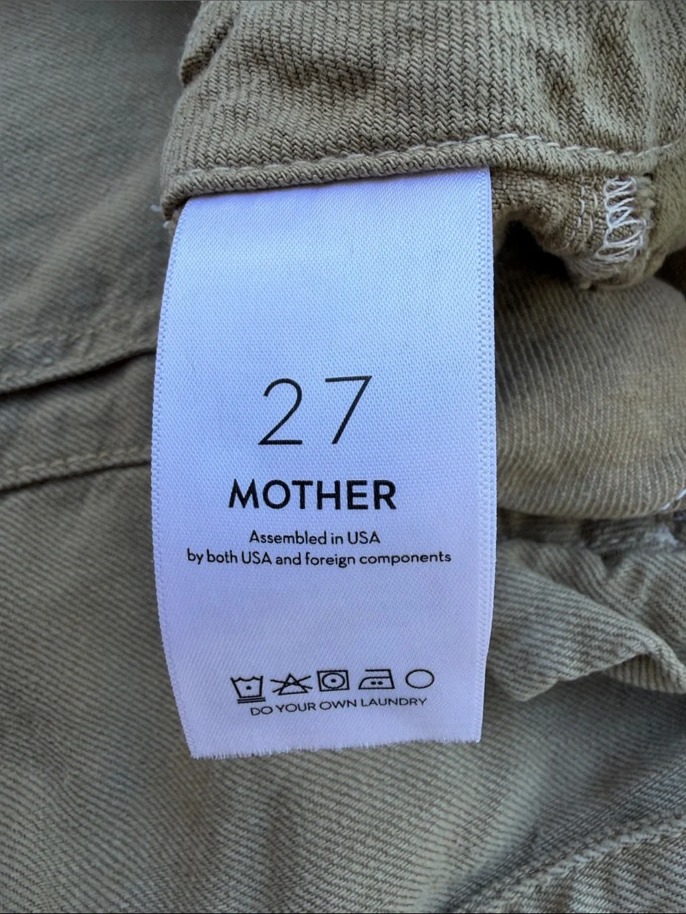 MOTHER The Chute Paperbag Olive Green Linen Blend Short Women's Size 27